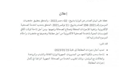 صورة تمديد مهلة إيداع ملفات تحديد وتنظيم المؤسسات الصحفية الإلكترونية