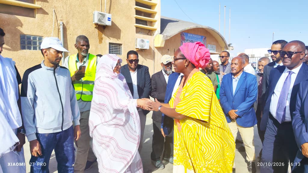 وزيرة الصيد والبنى التحتية البحرية والمينائية تزور سوق السمك وتطلع على سير العمل وظروف العاملين / سيدي الناده